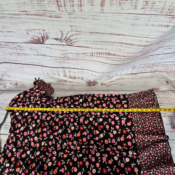 Talbots Jewel Neck Shift Dress 12P Black Pink Poppy Floral Short Sleeve Ruffle - Picture 14 of 16